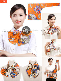 ผ้าพันคอสำเร็จรูป ผ้ายูนิฟอร์ม uniform ผ้าไหมซาติน : L68