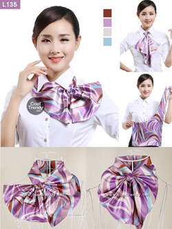ผ้าพันคอสำเร็จรูป ผ้ายูนิฟอร์ม uniform ผ้าไหมซาติน : L135