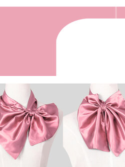 ผ้าพันคอสำเร็จรูป ผ้ายูนิฟอร์ม uniform ผ้าไหมซาติน สีพื้น (ชมพูอ่อน)