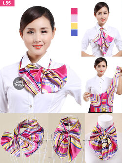 L55 ผ้าพันคอสำเร็จรูป ผ้ายูนิฟอร์ม uniform ผ้าไหมซาติน