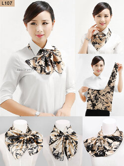 ผ้าพันคอสำเร็จรูป ผ้ายูนิฟอร์ม uniform ผ้าไหมซาติน : L107