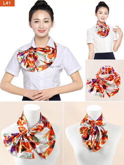 ผ้าพันคอสำเร็จรูป ผ้ายูนิฟอร์ม uniform ผ้าไหมซาติน : L41