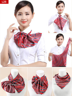 ผ้าพันคอสำเร็จรูป ผ้ายูนิฟอร์ม uniform ผ้าไหมซาติน L25