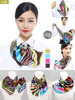 ผ้าพันคอสำเร็จรูป ผ้ายูนิฟอร์ม uniform ผ้าไหมซาติน : L79