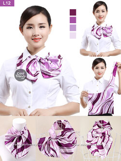 ผ้าพันคอสำเร็จรูป ผ้ายูนิฟอร์ม uniform ผ้าไหมซาติน : L12