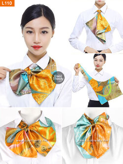 ผ้าพันคอสำเร็จรูป ผ้ายูนิฟอร์ม uniform ผ้าไหมซาติน : L110