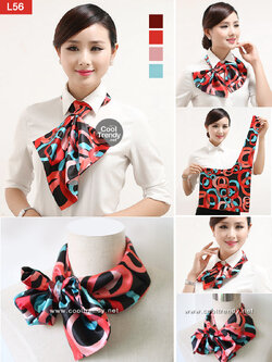 L56 ผ้าพันคอสำเร็จรูป ผ้ายูนิฟอร์ม uniform ผ้าไหมซาติน