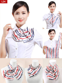 ผ้าพันคอสำเร็จรูป ผ้ายูนิฟอร์ม uniform ผ้าไหมซาติน ผ้าพันคอลายธงชาติ : L24