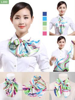 ผ้าพันคอสำเร็จรูป ผ้ายูนิฟอร์ม uniform ผ้าไหมซาติน : L390