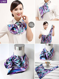 ผ้าพันคอสำเร็จรูป ผ้ายูนิฟอร์ม uniform ผ้าไหมซาติน : L162