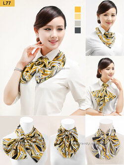 ผ้าพันคอสำเร็จรูป ผ้ายูนิฟอร์ม uniform ผ้าไหมซาติน : L77