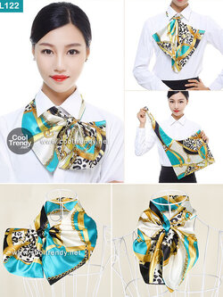 ผ้าพันคอสำเร็จรูป ผ้ายูนิฟอร์ม uniform ผ้าไหมซาติน : L122
