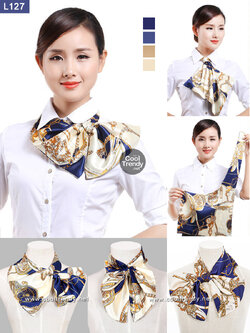 ผ้าพันคอสำเร็จรูป ผ้ายูนิฟอร์ม uniform ผ้าไหมซาติน L127