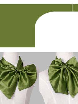 ผ้าพันคอสำเร็จรูป ผ้ายูนิฟอร์ม uniform ผ้าไหมซาติน สีพื้น (เขียวมะกอก)