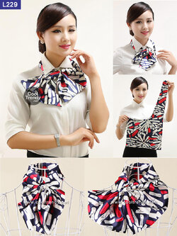 ผ้าพันคอสำเร็จรูป ผ้ายูนิฟอร์ม uniform ผ้าไหมซาติน : L229