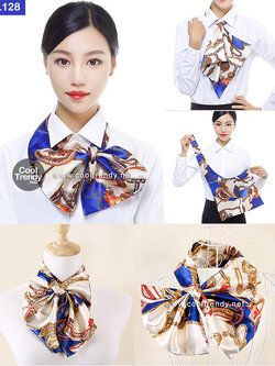 ผ้าพันคอสำเร็จรูป ผ้ายูนิฟอร์ม uniform ผ้าไหมซาติน L128