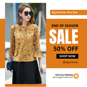 SALE เสื้อคอปกตั้งสีเหลืองลายดอก แขนสามส่วนปลายแขนกระดิ่ง ไซส์ 4XL อก 46